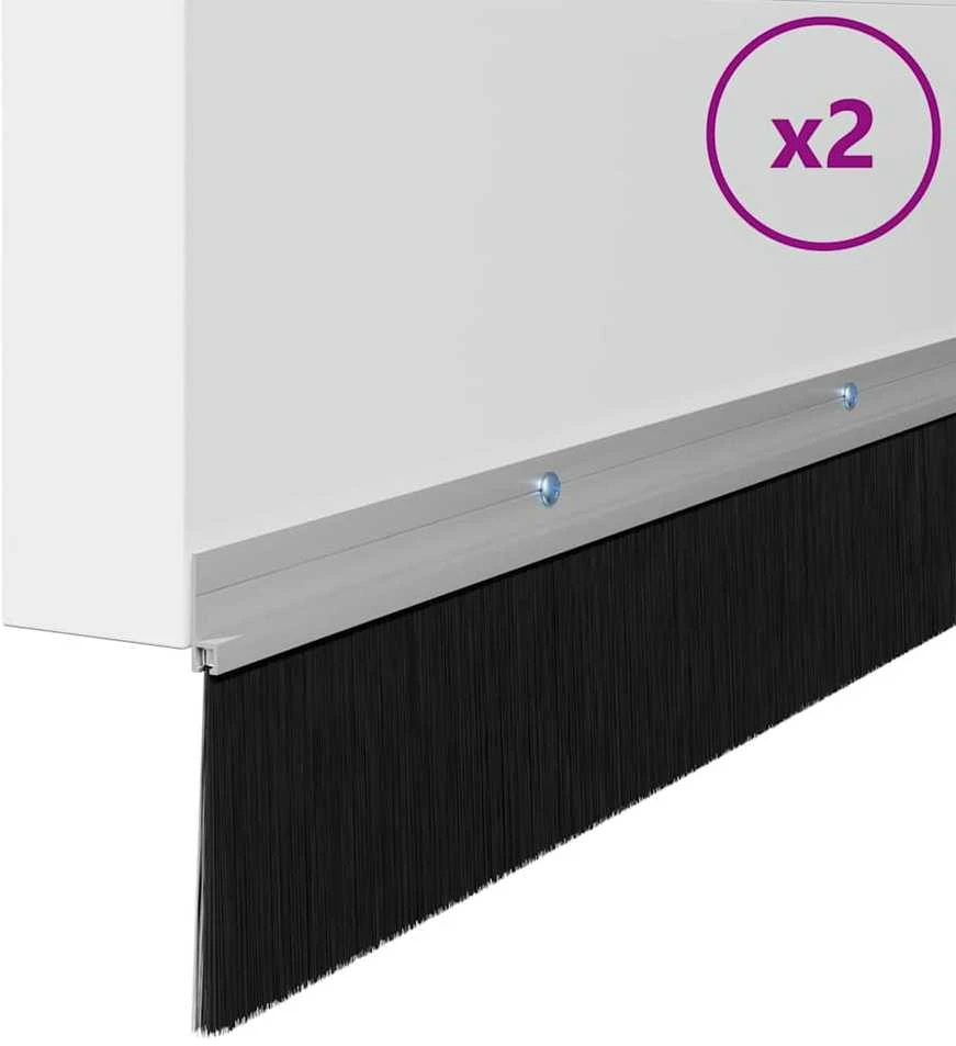 Sukabinamų durų šepetėlių sandarikliai 2 vnt. Sidabrinė 100 cm