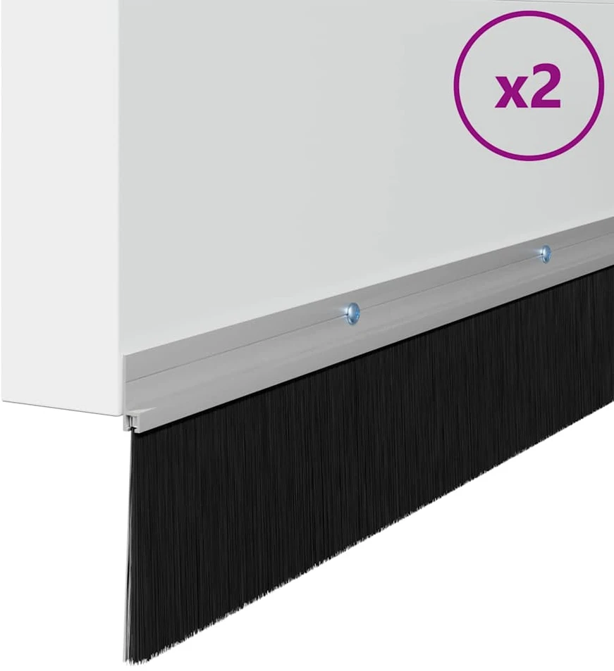 Sukabinamų durų šepetėlių sandarikliai 2 vnt. Sidabrinė 100 cm