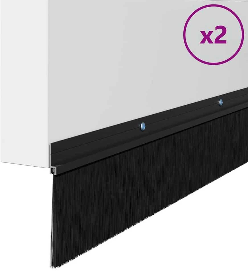 Sukabinamų durų šepetėlių sandarikliai 2 vnt. Juoda 100 cm