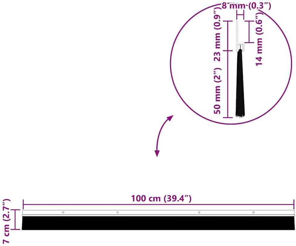 Sukabinamų durų šepetėlių sandarikliai 2 vnt. Sidabrinė 100 cm
