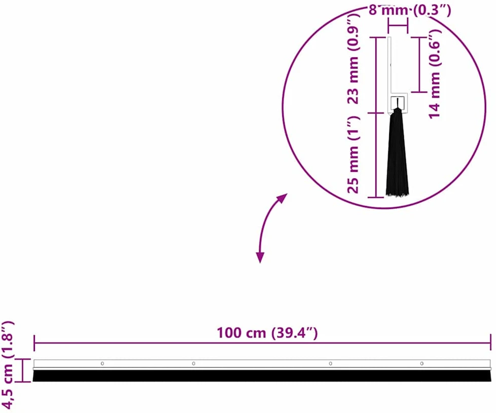 Sukabinamų durų šepetėlių sandarikliai 2 vnt. Sidabrinė 100 cm