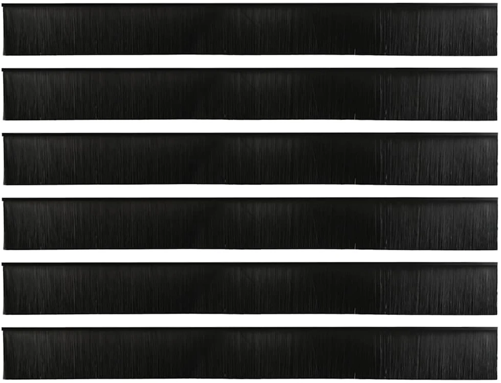 Sukabinamų durų šepetėlių sandarikliai 6 vnt. Juoda 100 cm