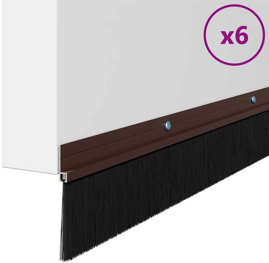 Sukabinamų durų šepetėlių sandarikliai 6 vnt. Ruda 100 cm