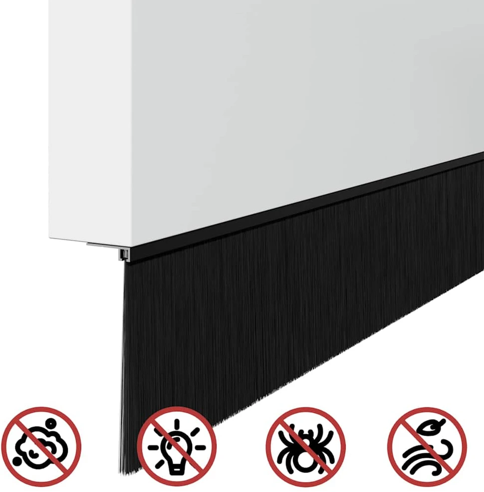 Sukabinamų durų šepetėlių sandarikliai 6 vnt. Juoda 100 cm
