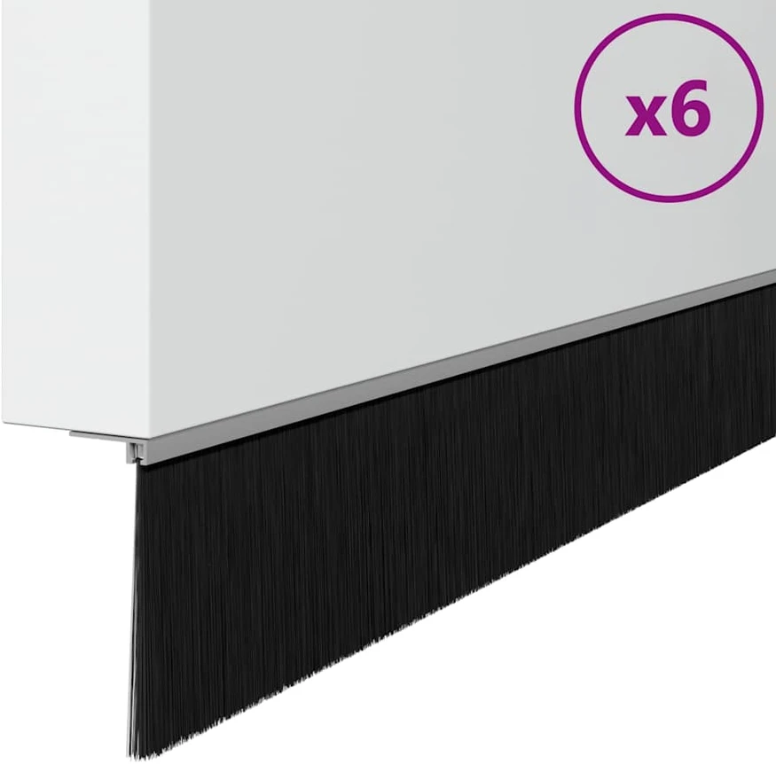 Sukabinamų durų šepetėlių sandarikliai 6 vnt. Sidabro 100 cm