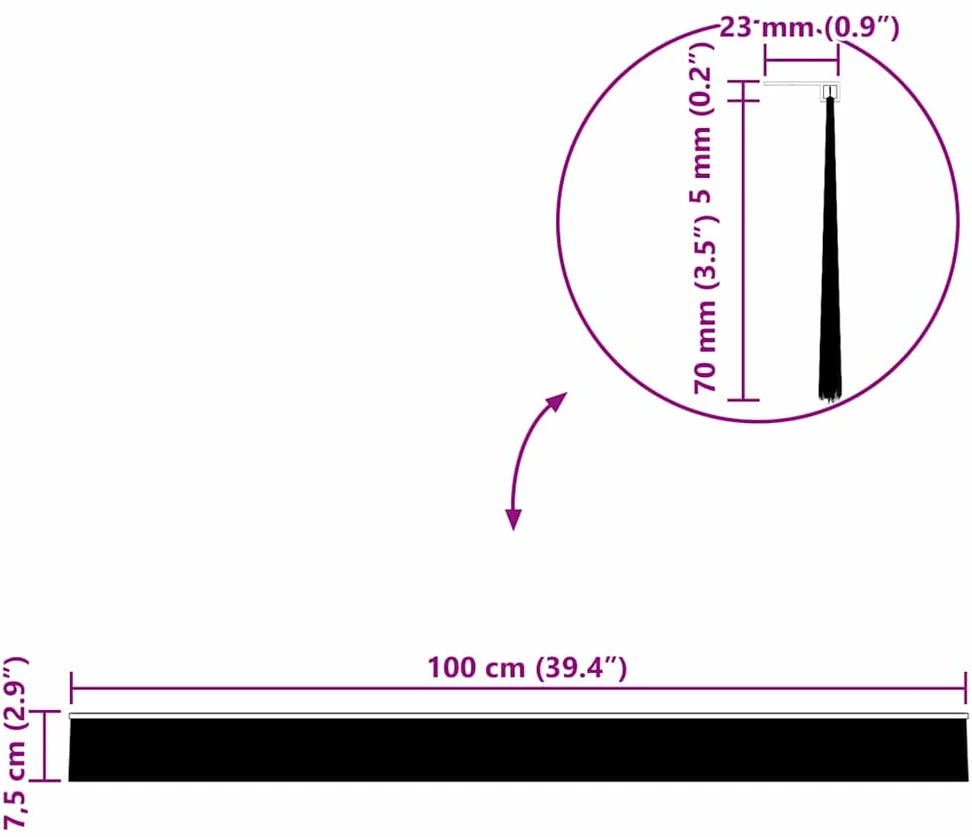 Sukabinamų durų šepetėlių sandarikliai 6 vnt. Balta 100 cm