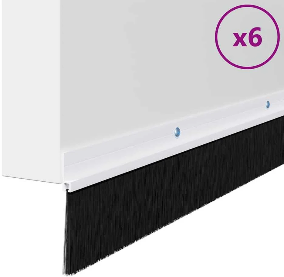 Sukabinamų durų šepetėlių sandarikliai 6 vnt. Balta 100 cm