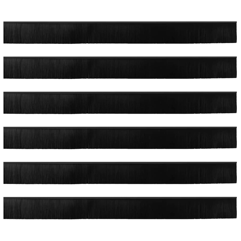 Sukabinamų durų šepetėlių sandarikliai 6 vnt. Juoda 100 cm