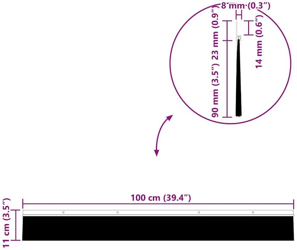 Sukabinamų durų šepetėlių sandarikliai 6 vnt. Sidabrinė 100 cm