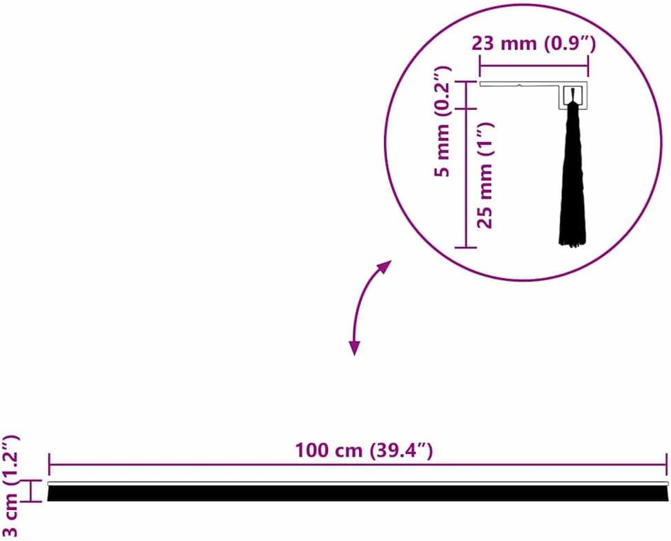 Sukabinamų durų šepetėlių sandarikliai 6 vnt. Ruda 100 cm