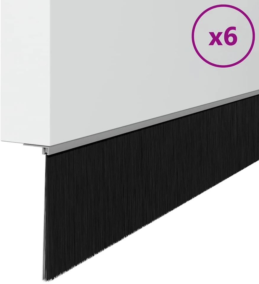 Sukabinamų durų šepetėlių sandarikliai 6 vnt. Sidabro 100 cm