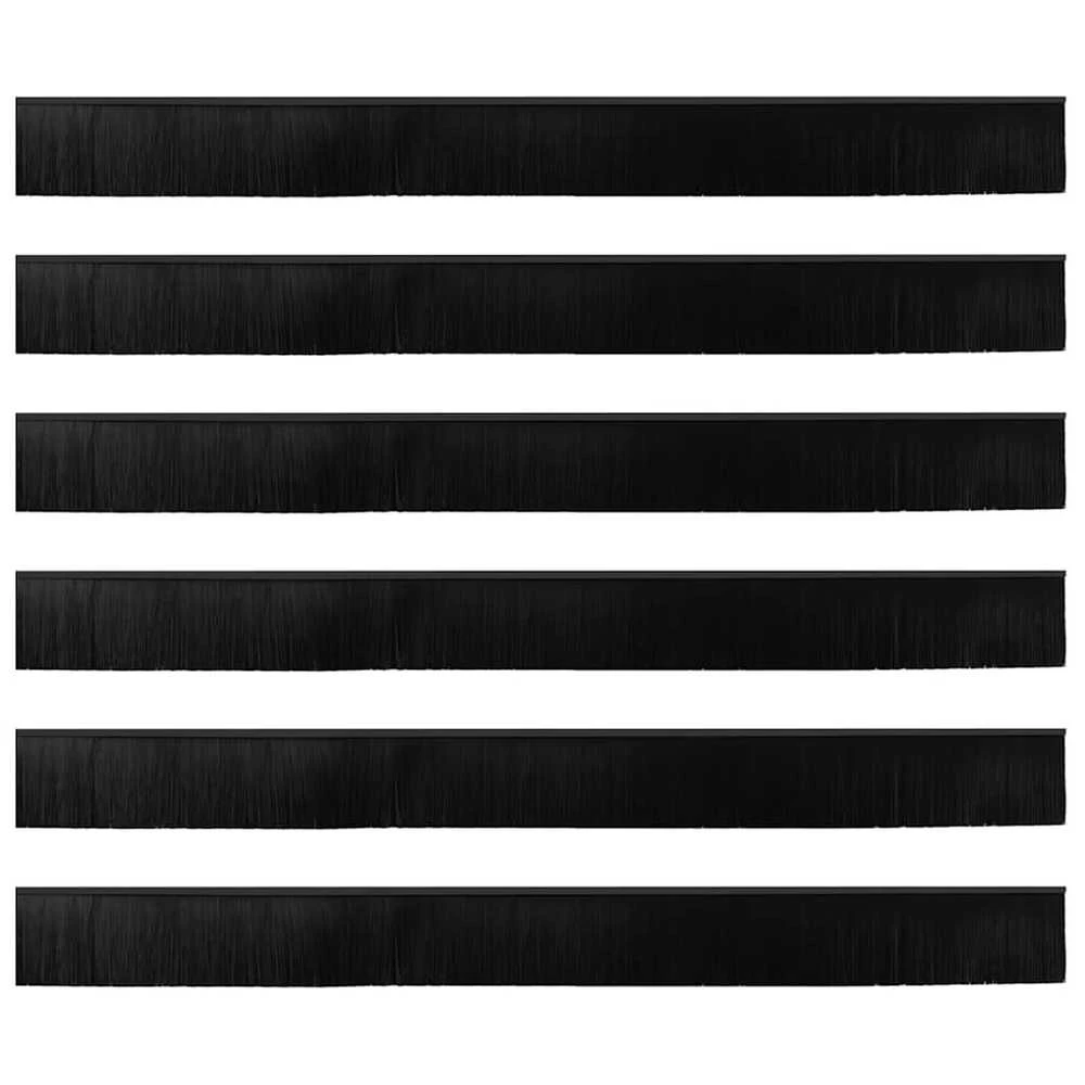 Sukabinamų durų šepetėlių sandarikliai 6 vnt. Juoda 100 cm