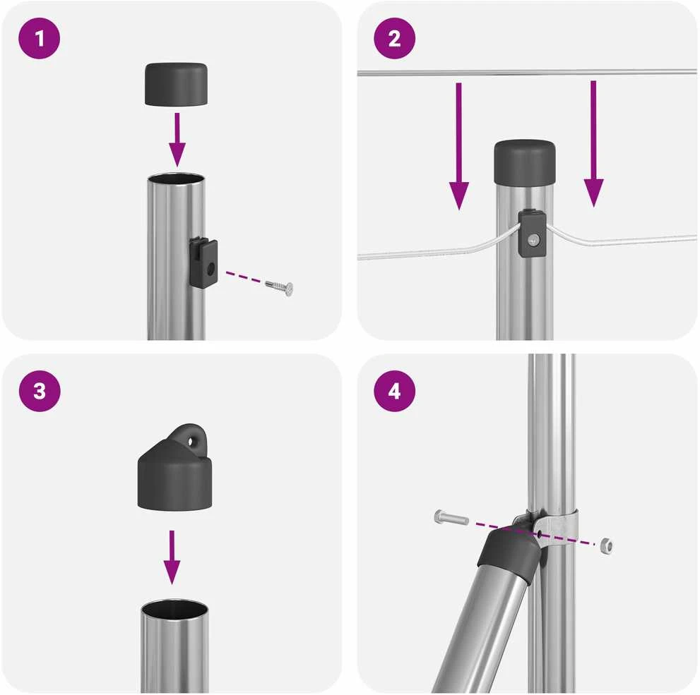 Suvirintas vielos tvora žemės tvirtinimas 10 x 0,6 m Sidabrinė