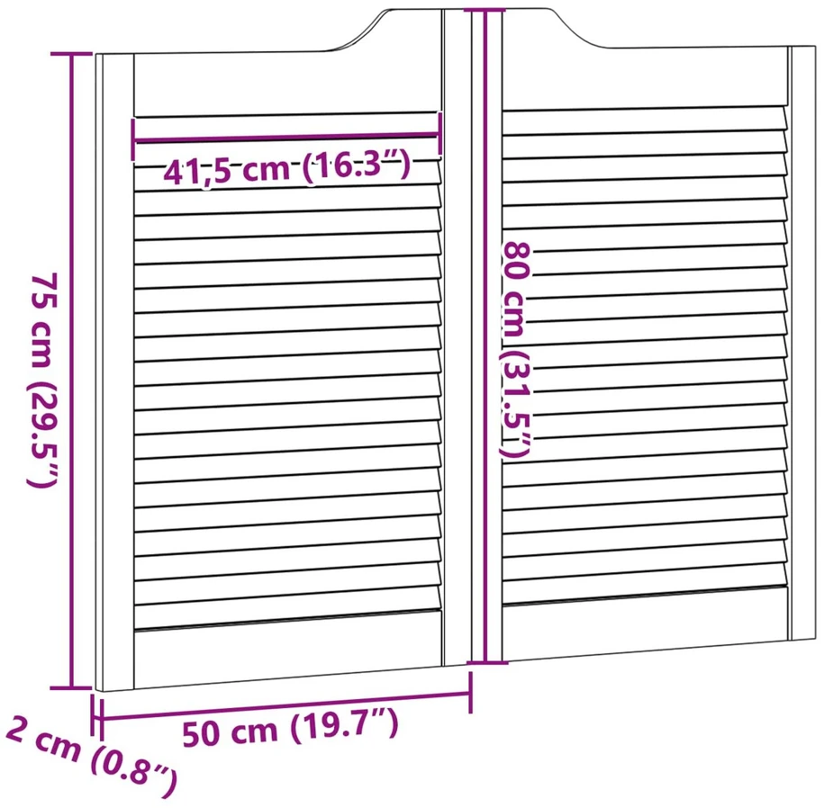 Sukamosios durys 2 vnt. 80 x 50 cm Pušies medienos masyvas