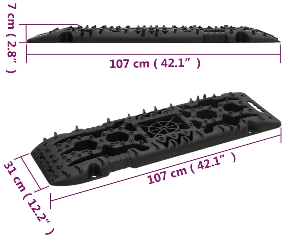 Sukibimo kilimėliai, 2vnt., juodi, 107x31x7cm, nailonas