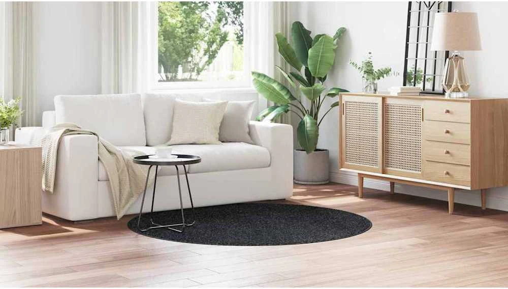 Neslystantis plaukuotas kilimas Tamsiai pilka 160 x 160 cm PP