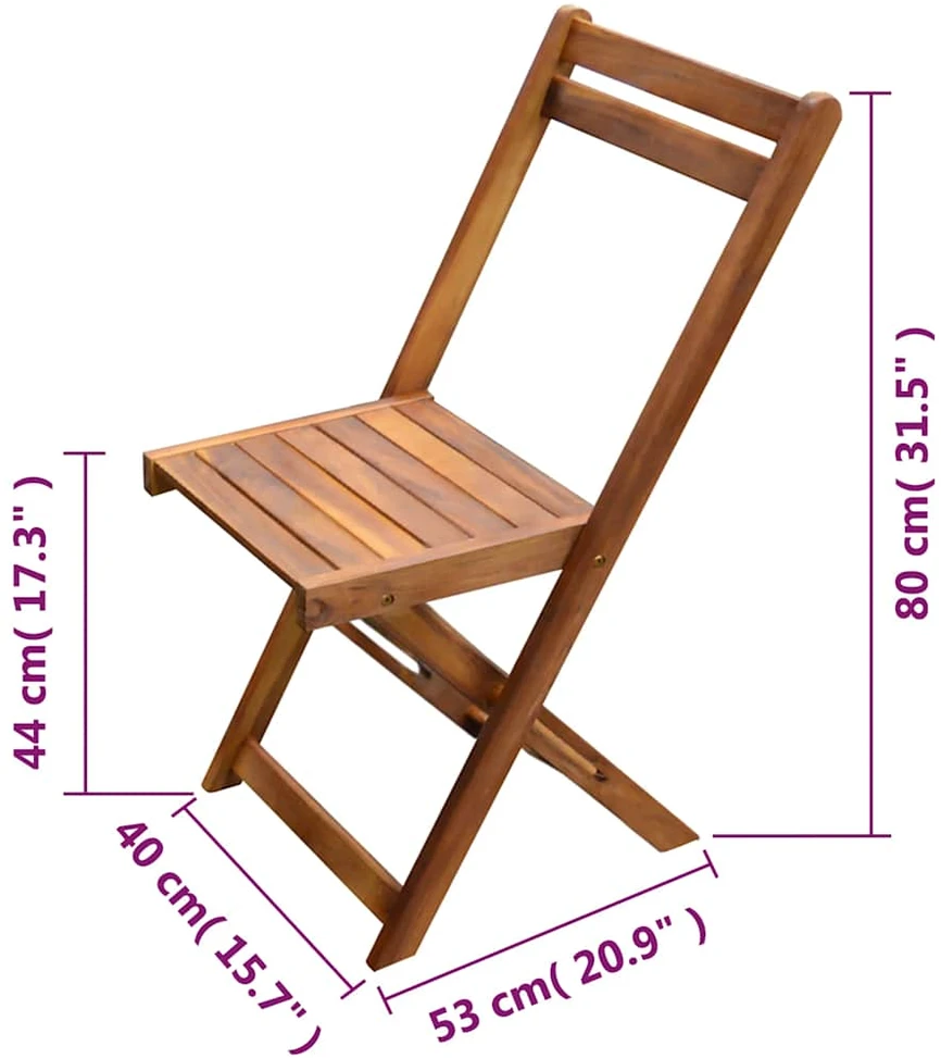 Lauko baldų komplektas Sulankst. bistro baldų komplektas, 3d., akac. masyv.