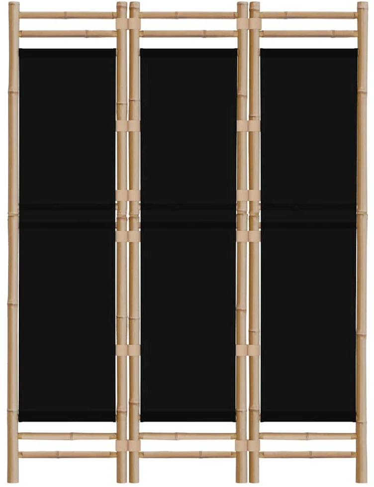 Sulankstoma kambario pertvara, 3 dalių, 120cm, bambukas/drobė