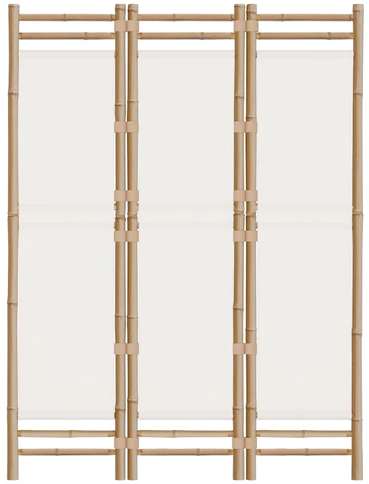 Sulankstoma kambario pertvara, 3 dalių, 120cm, bambukas/drobė