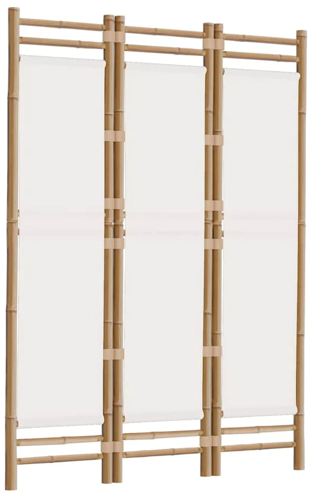 Sulankstoma kambario pertvara, 3 dalių, 120cm, bambukas/drobė