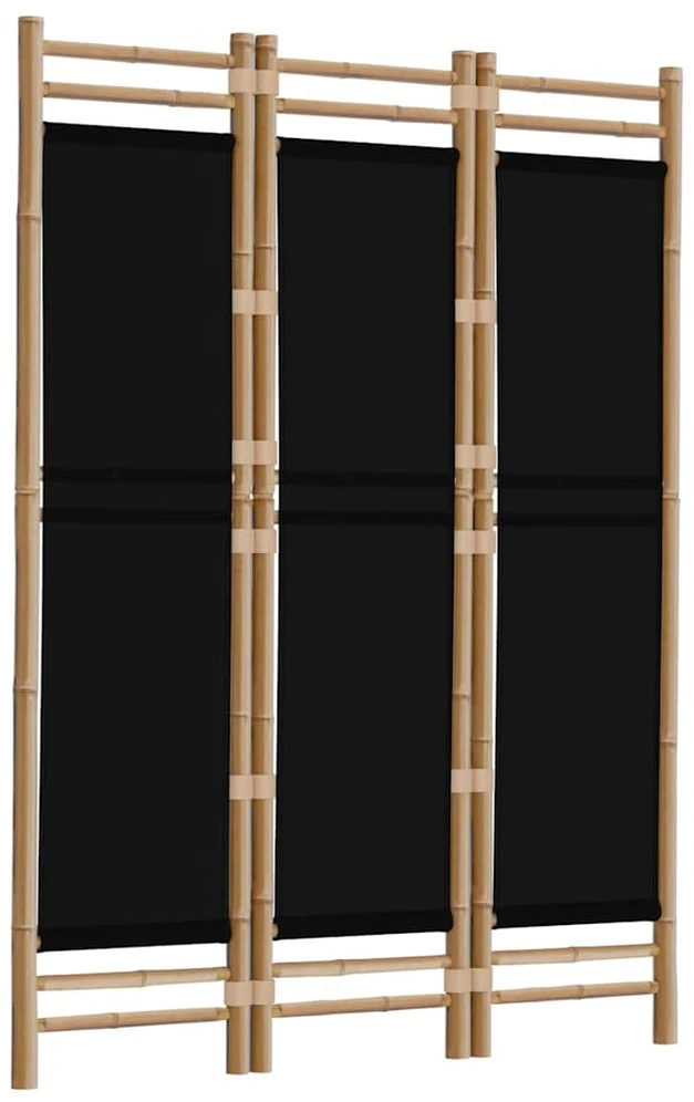 Sulankstoma kambario pertvara, 3 dalių, 120cm, bambukas/drobė