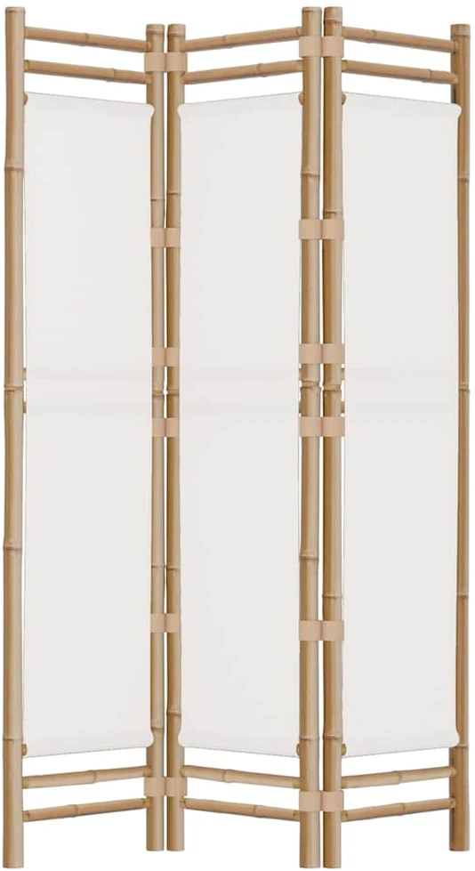 Sulankstoma kambario pertvara, 3 dalių, 120cm, bambukas/drobė