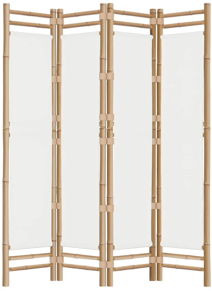 Sulankstoma kambario pertvara, 4 dalių, 160cm, bambukas/drobė