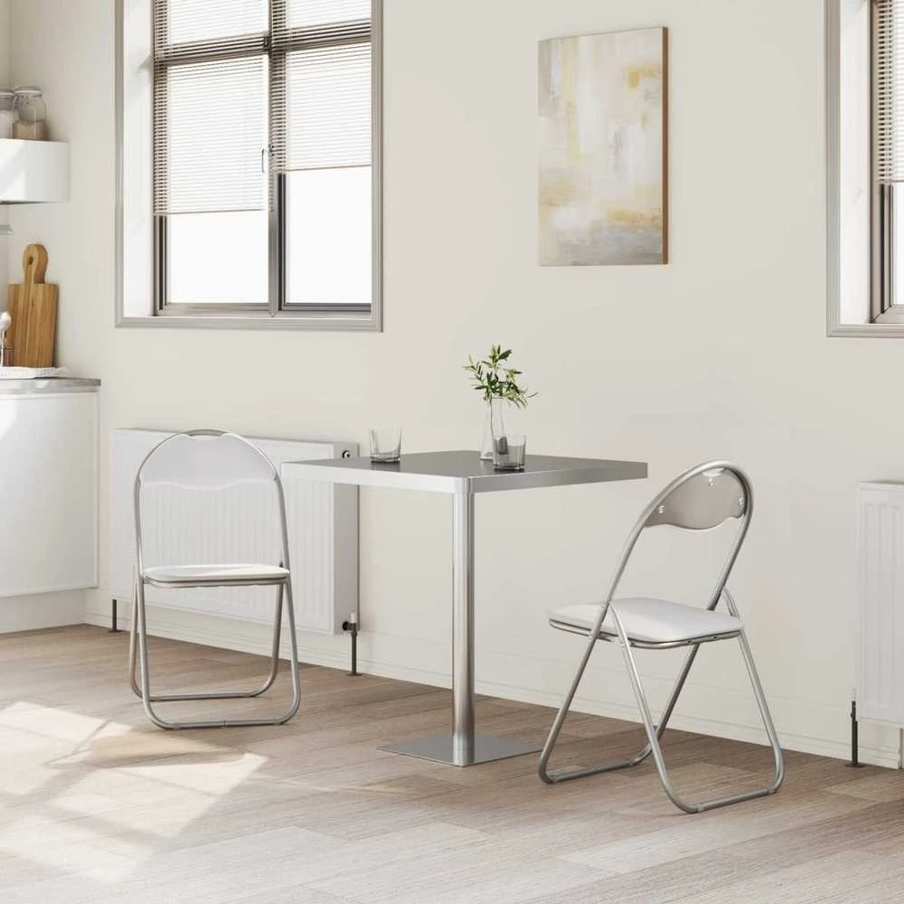 Sulankstoma kėdė 2 vnt. Dirbtinė oda Balta ir pilka