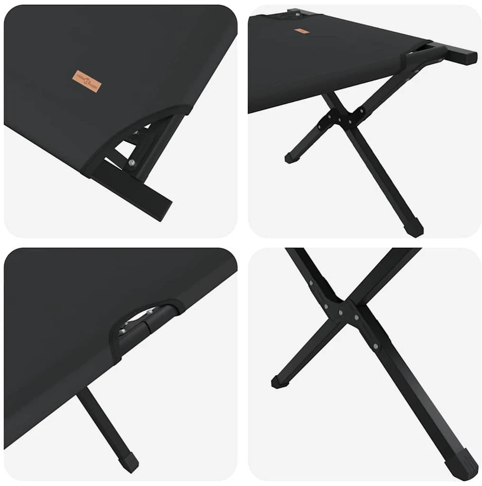 Sulankstoma Kempingo Lova 2 vnt. Juoda 193 x 69 x 45 cm