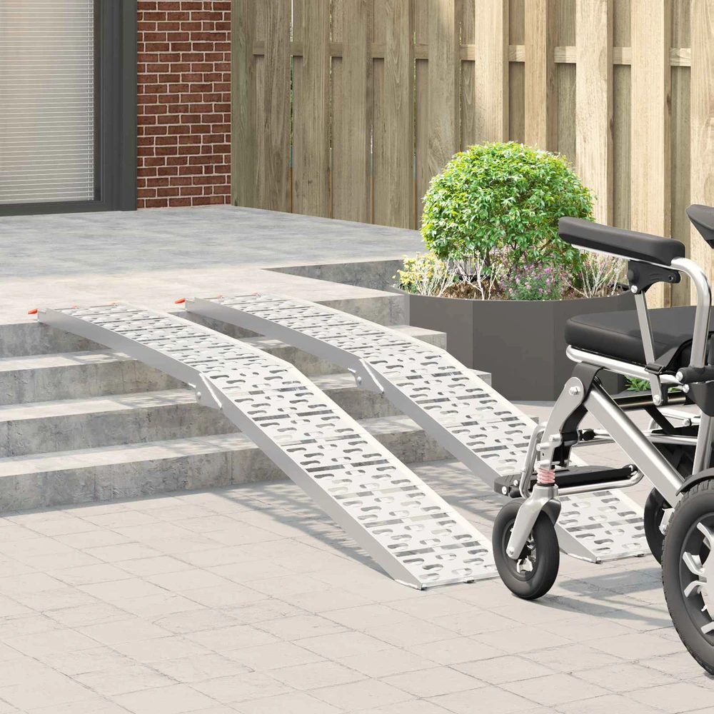 Sulankstoma motociklinės rampos 340 kg per rampa 2 pcs Sidabro