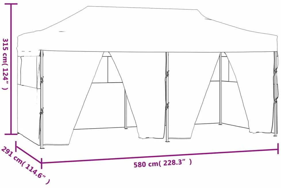 Sulankstoma palapinė su 4 sienomis, kreminė, 3x6m, plienas
