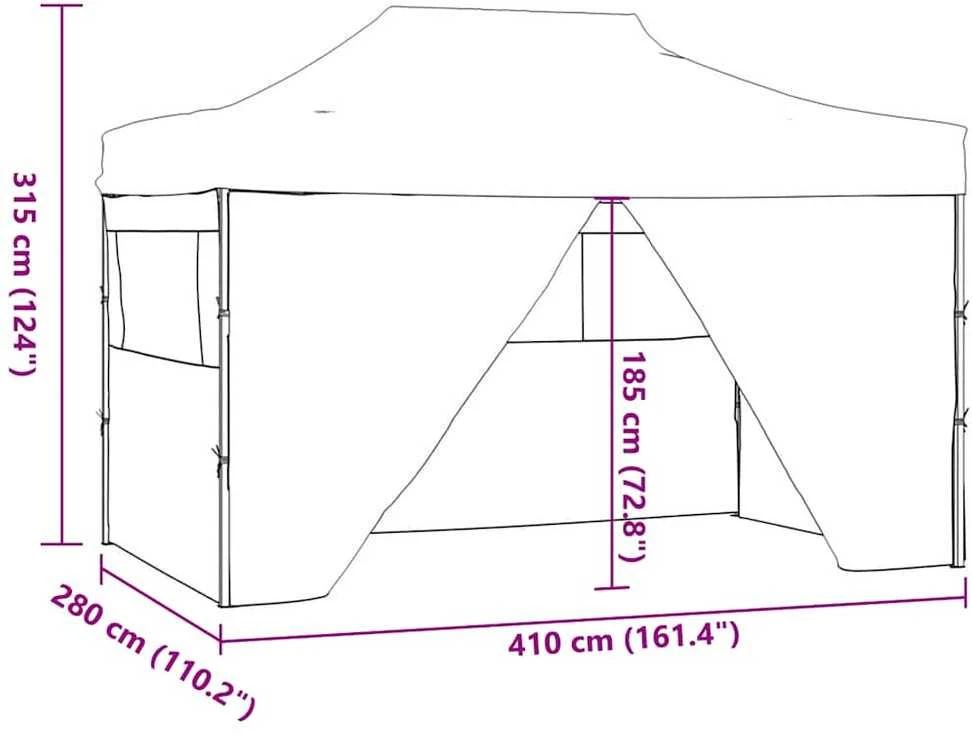 Sulankstoma palapinė su 4 sienomis, kreminė, 3x4m, plienas