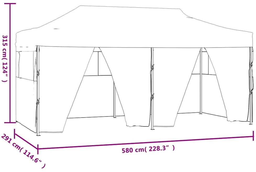 Sulankstoma palapinė su 4 sienomis, mėlyna, 3x6m, plienas