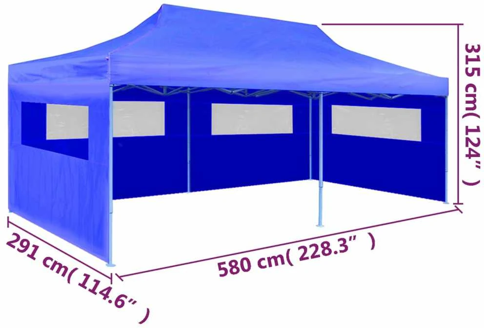 Sulankstoma proginė palapinė 3 x 6 m, mėlyna