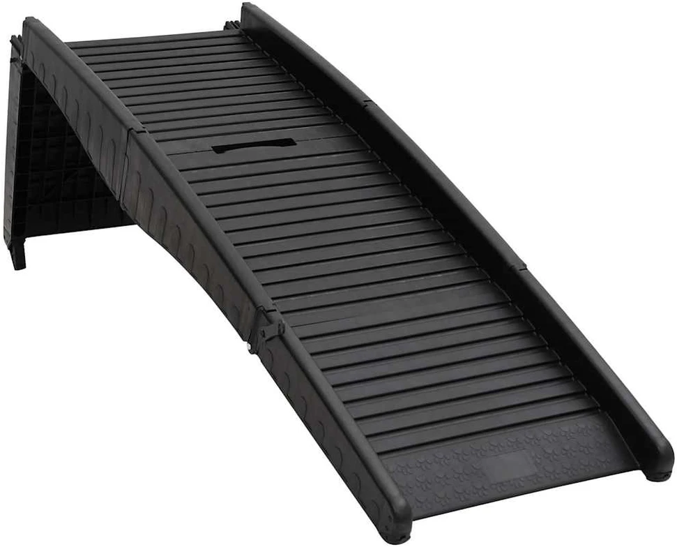 Sulankstoma rampa šunims, juoda, 153x40x12,5cm, plastikas
