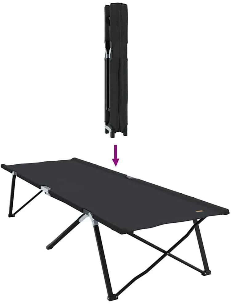 Sulankstoma Kempingo Lova Juoda 206 x 76 x 74 cm