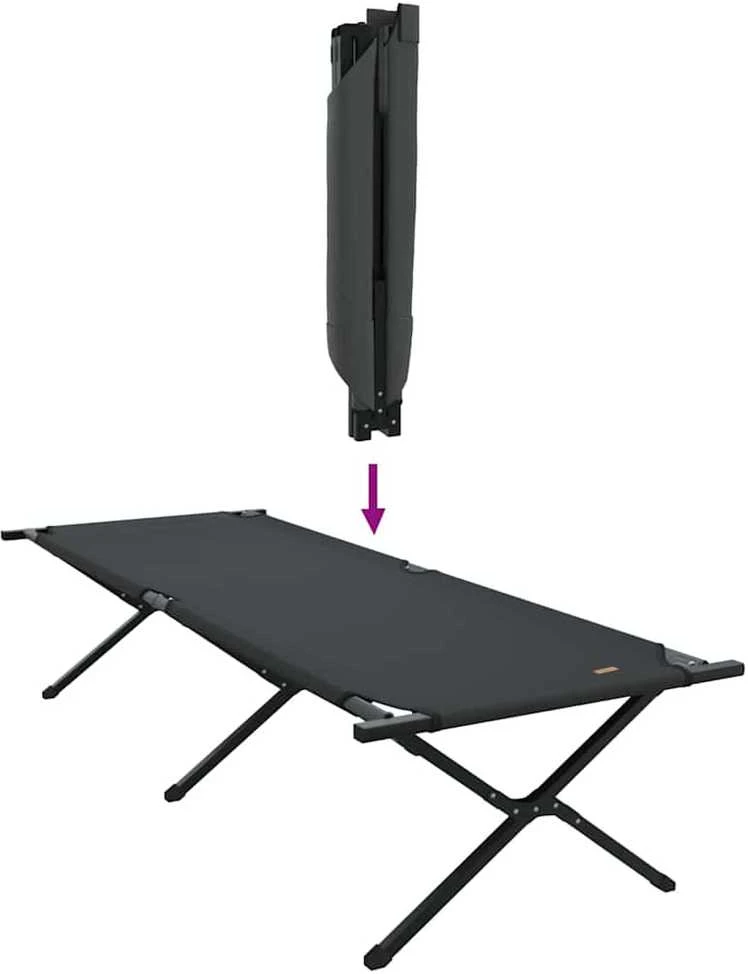 Sulankstoma Kempingo Lova Juoda 210 x 80 x 46 cm