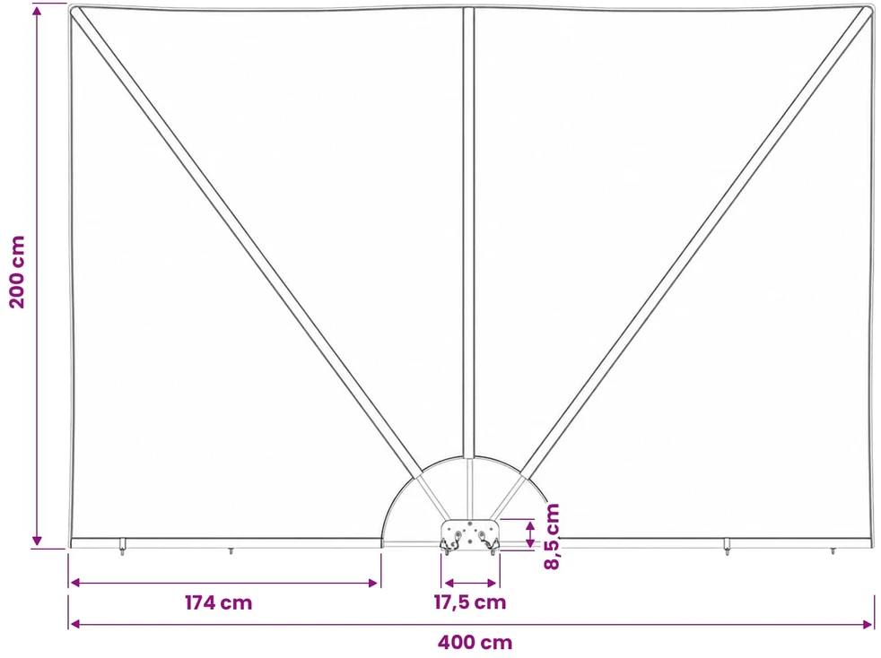 Sulankstoma šoninė terasos markizė, terak., 400x200cm