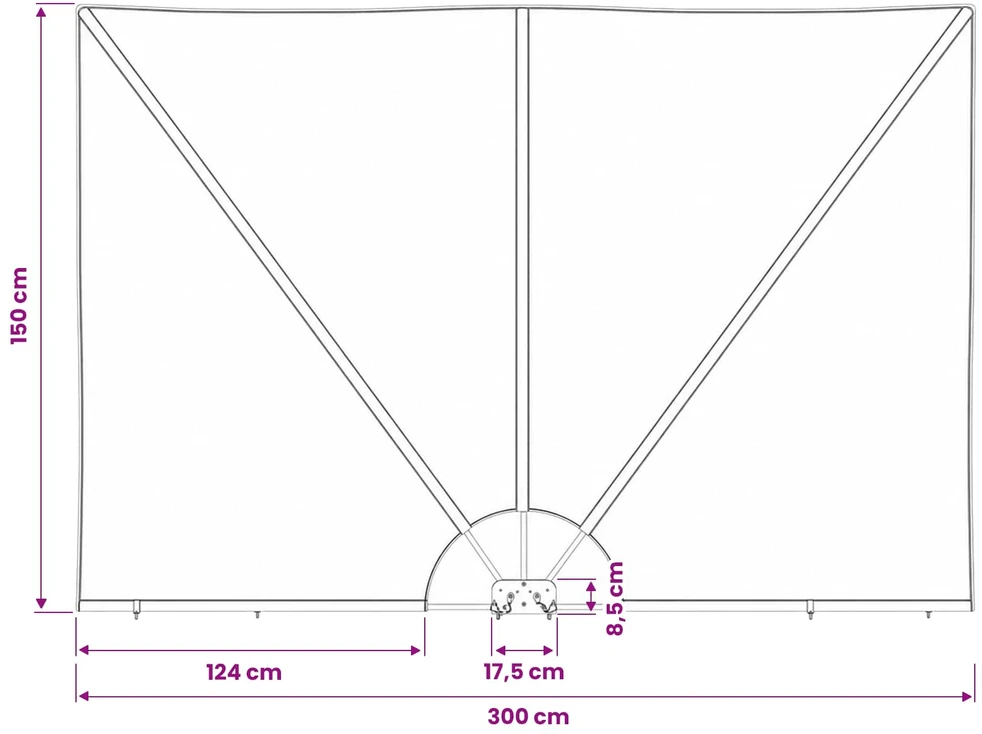 Sulankstoma šoninė terasos markizė, terak., 300x150cm