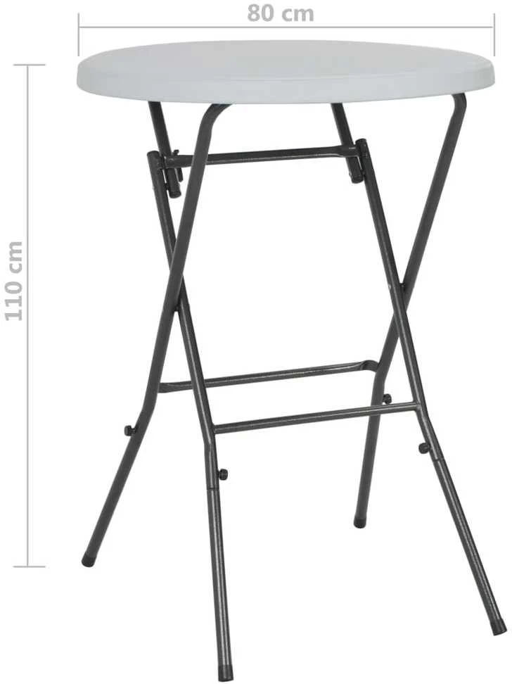 Sulankstomas baro stalas, baltas, 80x110cm, HDPE