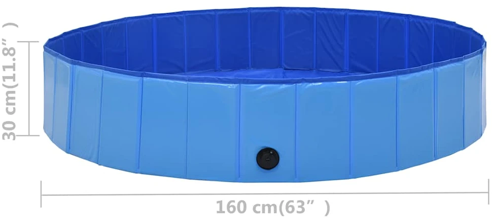 Sulankstomas baseinas šunims, mėlynos spalvos, 160x30cm, PVC