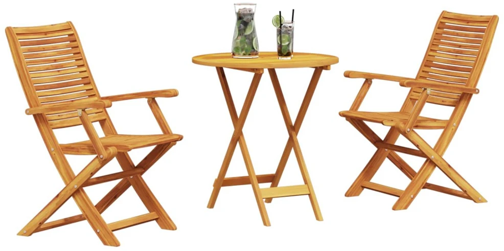 Lauko baldų komplektas Sulankstomas bistro rinkinys 3 vnt. Ruda