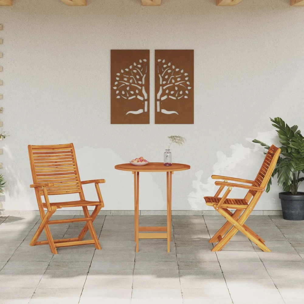 Lauko baldų komplektas Sulankstomas bistro rinkinys 3 vnt. Ruda