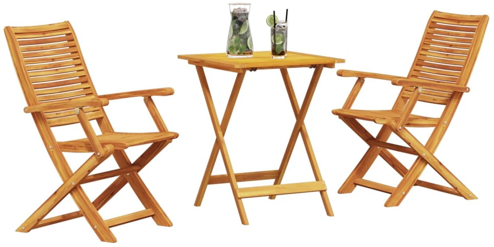 Lauko baldų komplektas Sulankstomas bistro rinkinys 3 vnt. Ruda
