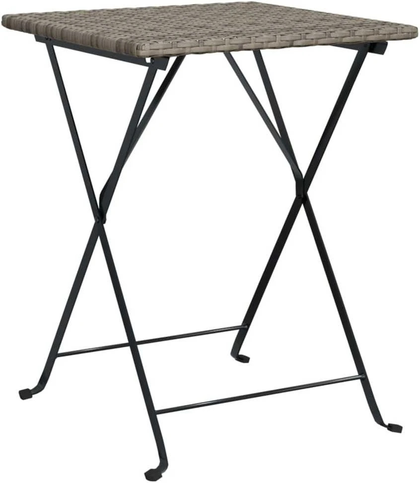 Sulankstomas bistro stalas, pilkas, 55x54x71cm, poliratanas
