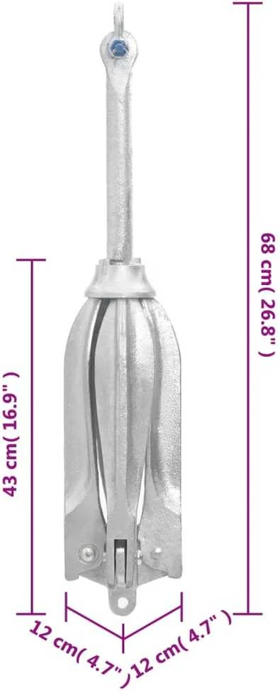 Sulankstomas inkaras su virve, 12 kg, karštai cinkuotas ketus
