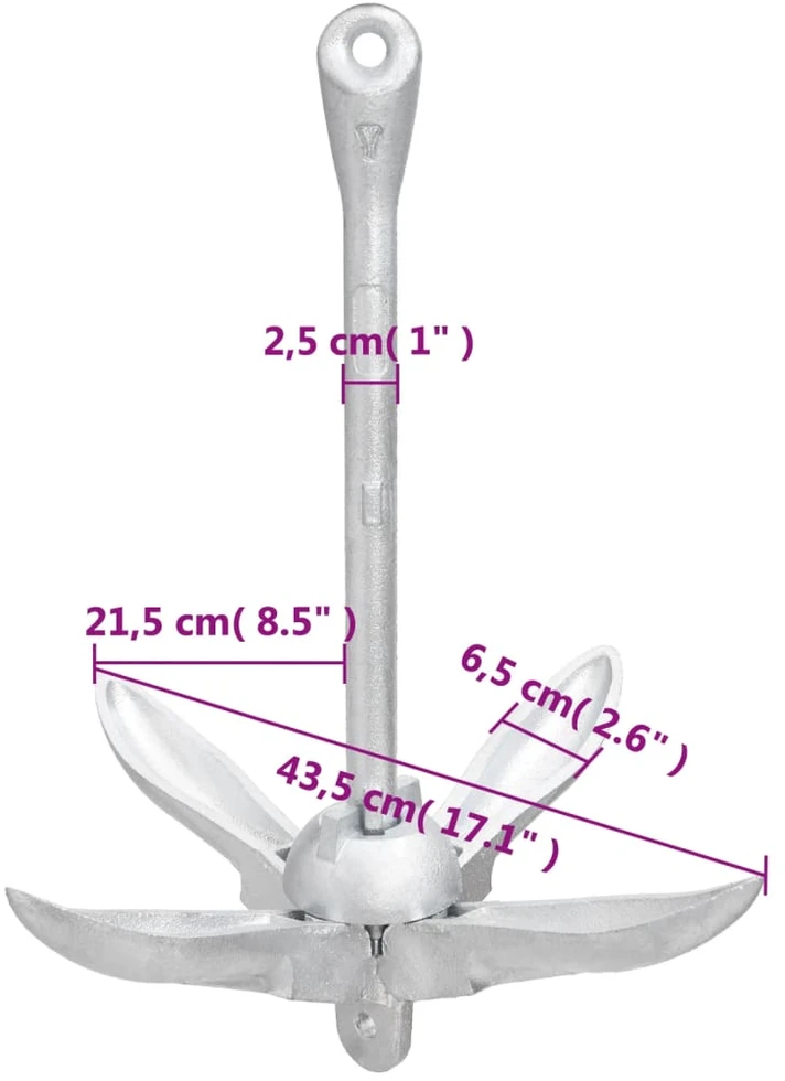 Sulankstomas inkaras su virve, 6kg, karštai cinkuotas ketus