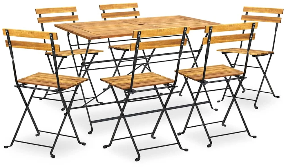 Lauko baldų komplektas Sulankstomas lauko komplektas, 7 dalių, akacijos masyvas