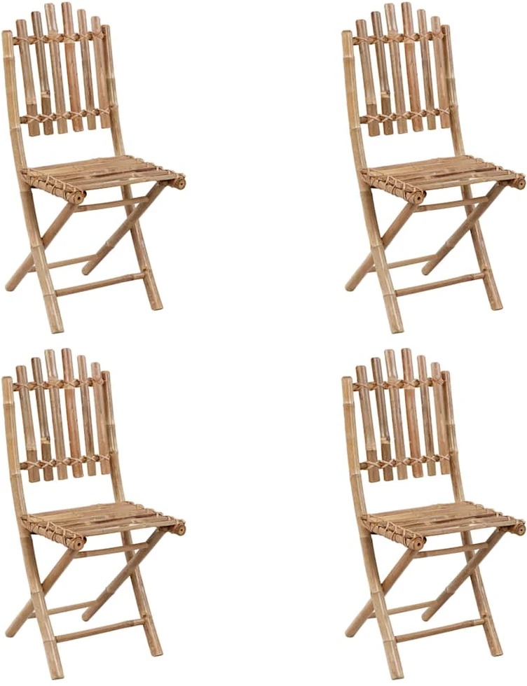 Lauko baldų komplektas Sulankstomas lauko komplektas su pagalvėmis, 5 dalių, bambukas