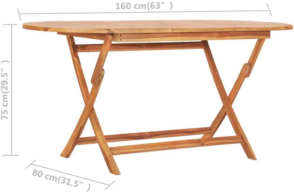 Lauko baldų komplektas VidaXL Sulankstomas lauko valgomojo komplektas, 7 dalių, tikmedis